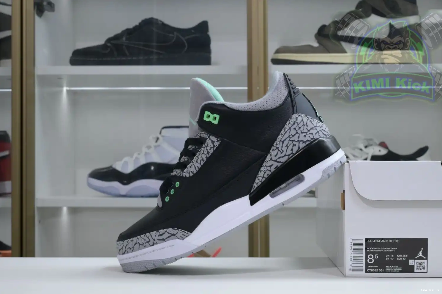 Glow Jordan 3 Green Kimikick Air 0820